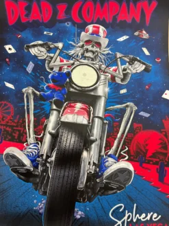 Dead & Company - 2024 Darin Shock Poster Las Vegas, Nevada Sphere White Swirl FOIL