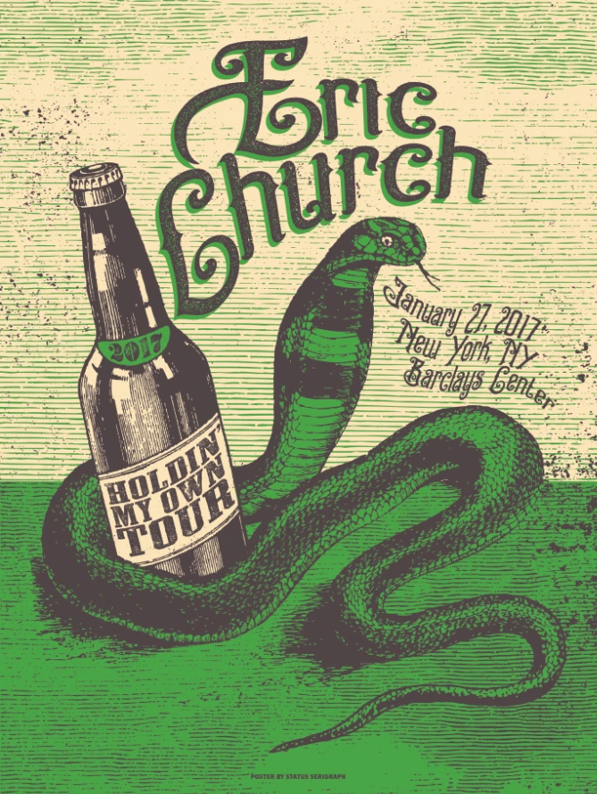 Eric Church - 2017 Status Serigraph Poster Brooklyn, NY Barclays 2 Eric Church - 2017 Status Serigraph Poster Brooklyn, NY Barclays - Image 2