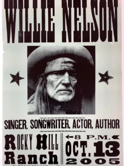 Willie Nelson - 2005 Hatch Show Print 10/13 Poster Smithville, TX