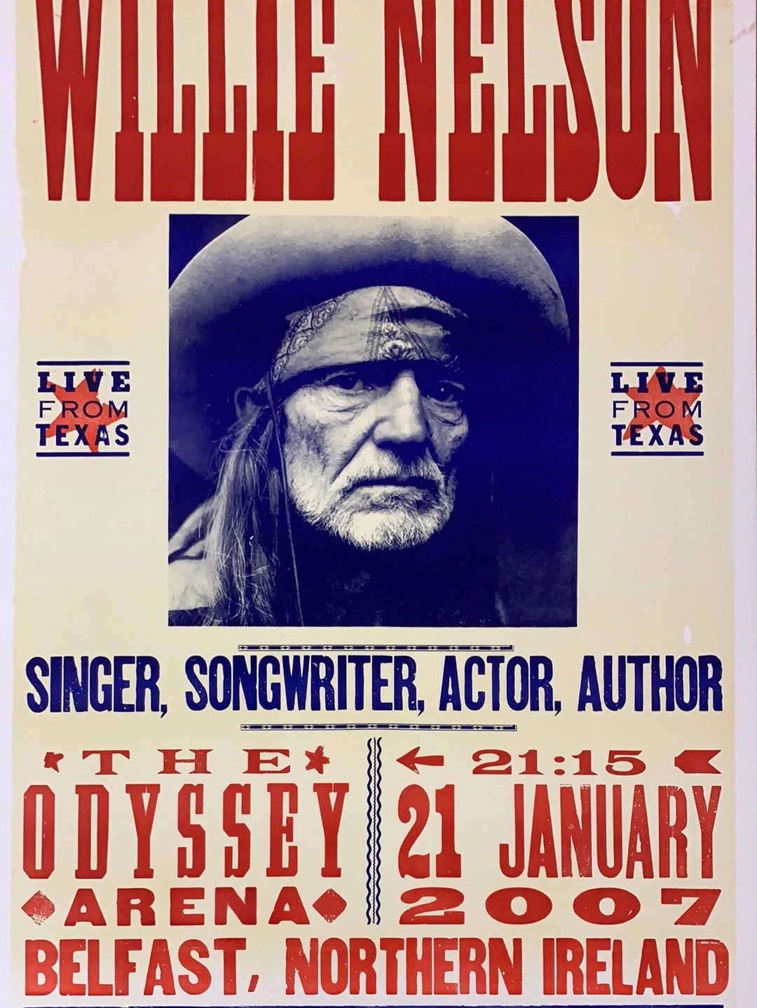 Willie Nelson - 2007 Hatch Show Print 1/21 Poster Belfast, IRL 1 Willie Nelson - 2007 Hatch Show Print 1/21 Poster Belfast, IRL