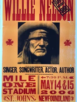 Willie Nelson - 2006 Hatch Show Print 5/14-15 Poster St. John's, Newfoundland