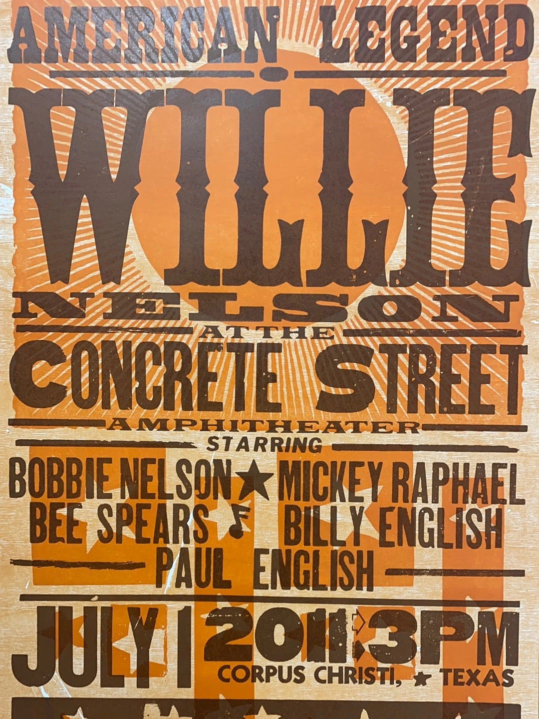 Willie Nelson - 2011 Hatch Show Print 7/1 Poster Corpus Christi, Texas 1 Willie Nelson - 2011 Hatch Show Print 7/1 Poster Corpus Christi, Texas