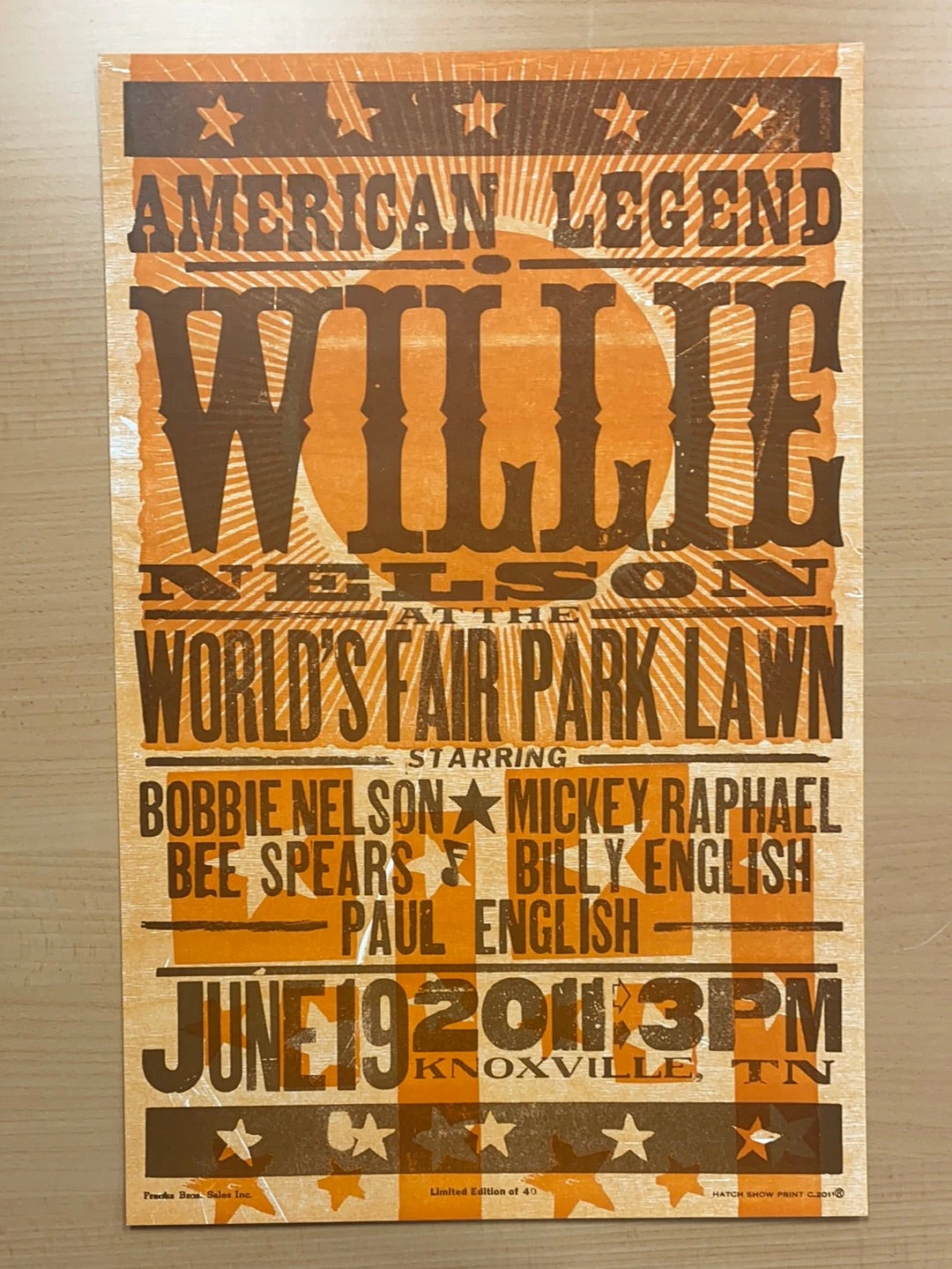Willie Nelson - 2011 Hatch Show Print 6/19 Poster Knoxville, Tennessee 2 Willie Nelson - 2011 Hatch Show Print 6/19 Poster Knoxville, Tennessee - Image 2