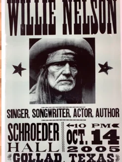 Willie Nelson - 2005 Hatch Show Print 10/14 Poster Collad, TX