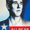 Beto O'Rourke - 2022 Shepard Fairey Poster Obey Bright Blue Ink Austin, TX