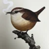 Fat Bird - 2019 Mike Mitchell Poster Carolina Wren Variant
