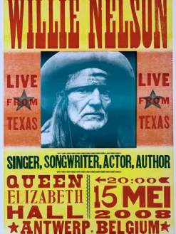 Willie Nelson - 2008 Hatch Show Print 5/15 Poster Antwerp, Belgium