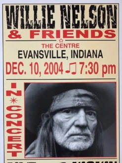 Willie Nelson - 2004 Franks Brothers 12/10 Poster Evansville, IN