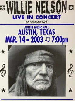 Willie Nelson - 2003 Franks Brothers 3/14 Poster Austin, TX