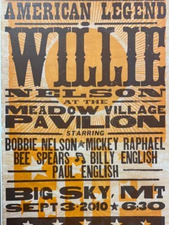 Willie Nelson - 2010 Hatch Show Print 9/3 Poster Big Sky, Montana