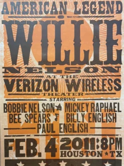Willie Nelson - 2011 Hatch Show Print 2/4 Poster Houston, Texas