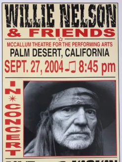 Willie Nelson - 2004 Franks Brothers 9/27 Poster Palm Desert, CA