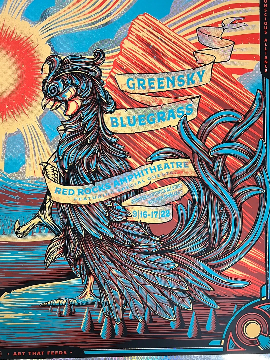 Greensky Bluegrass - 2022 Half Hazard Poster C FOIL Red Rocks Morrison, CO 1 Greensky Bluegrass - 2022 Half Hazard Poster C FOIL Red Rocks Morrison, CO