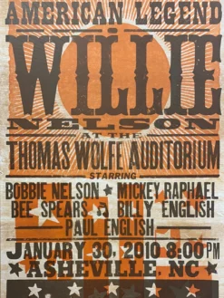 Willie Nelson - 2010 Hatch Show Print 1/30 Poster Asheville, North Carolina