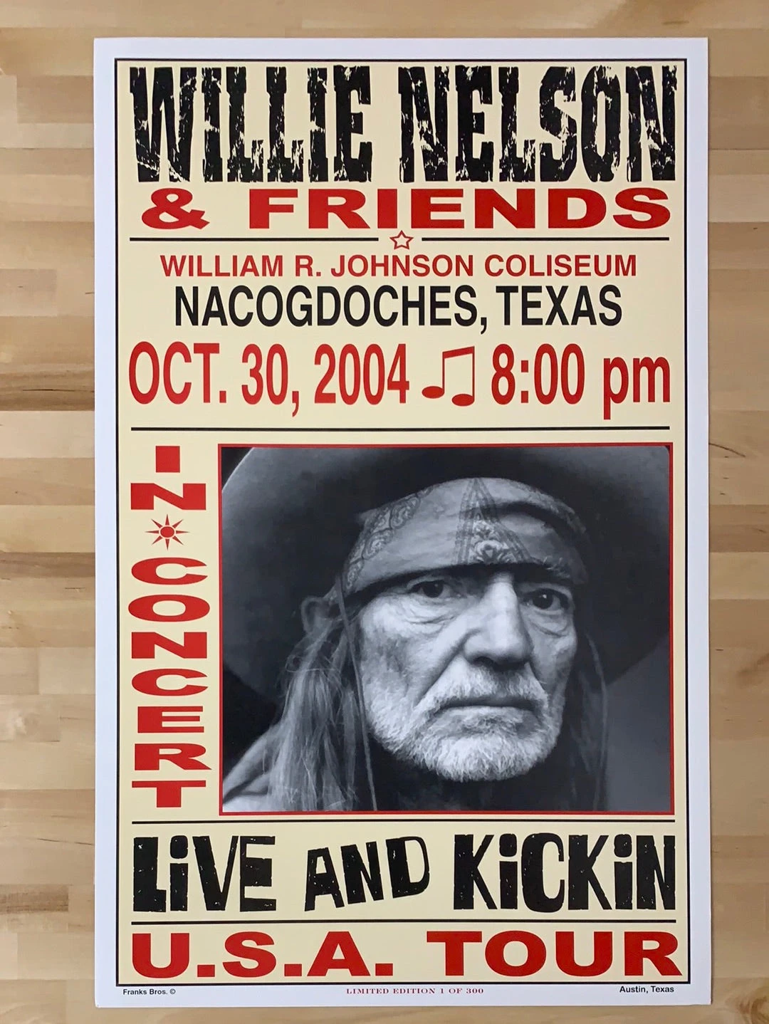 Willie Nelson - 2004 Franks Brothers 10/30 Poster Nacogdoches, TX 2 Willie Nelson - 2004 Franks Brothers 10/30 Poster Nacogdoches, TX - Image 2