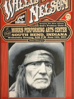 Willie Nelson - 2017 Mattole River Studios Poster South Bend, Indiana