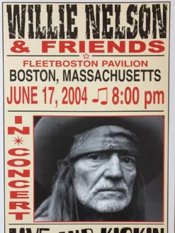 Willie Nelson - 2004 Franks Brothers 6/17 Poster Boston, MA