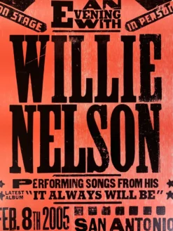 Willie Nelson - 2005 Franks Brothers Poster San Antonio, Texas