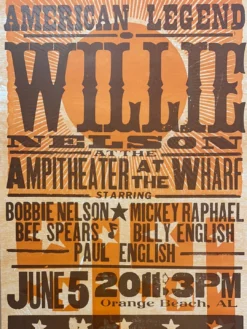 Willie Nelson - 2011 Hatch Show Print 6/5 Poster Orange Beach, Alabama