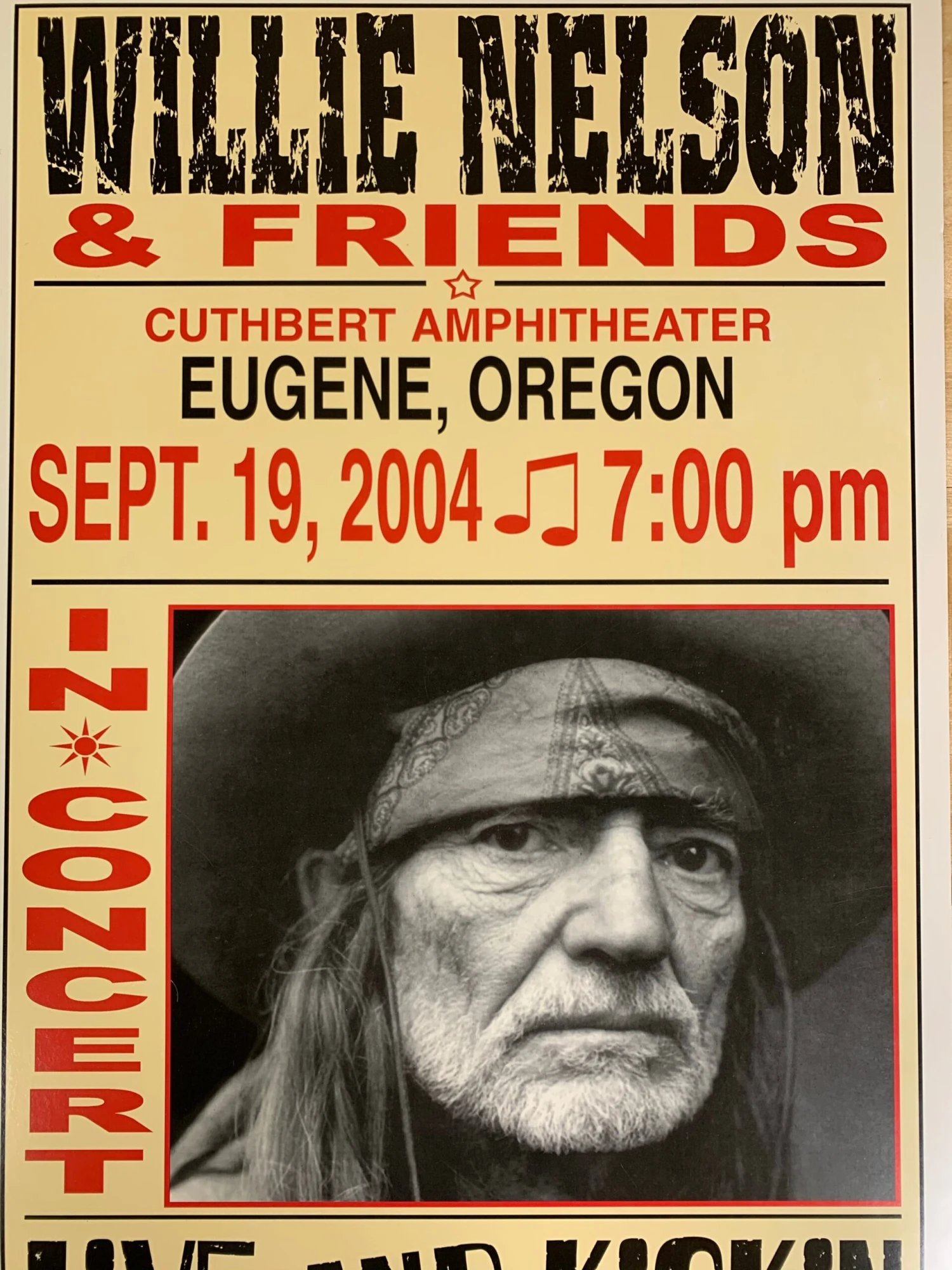 Willie Nelson - 2004 Franks Brothers 9/19 Poster Eugene, Oregon 1 Willie Nelson - 2004 Franks Brothers 9/19 Poster Eugene, Oregon