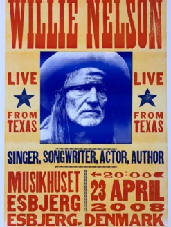 Willie Nelson - 2008 Hatch Show Print 4/23 Poster Esbjerg, Denmark