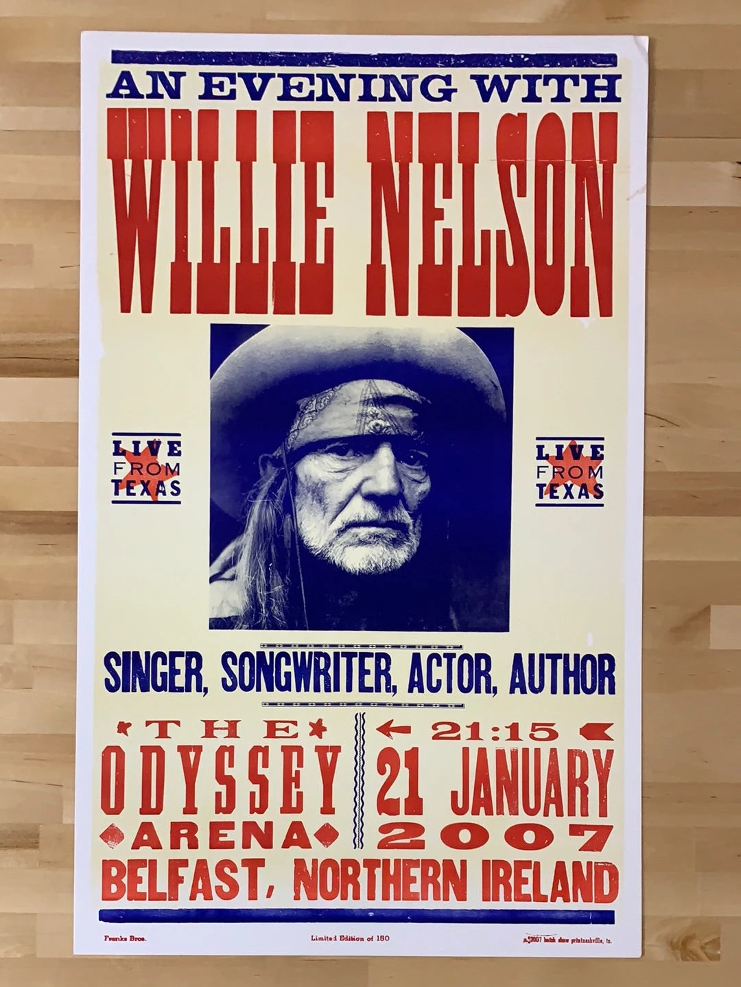 Willie Nelson - 2007 Hatch Show Print 1/21 Poster Belfast, IRL 2 Willie Nelson - 2007 Hatch Show Print 1/21 Poster Belfast, IRL - Image 2