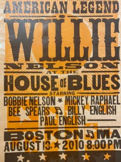 Willie Nelson - 2010 Hatch Show Print 8/13 Poster Boston, Massachusetts