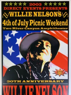 Willie Nelson - 2003 Poster Spicewood, Texas Two River Canyon