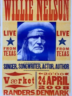 Willie Nelson - 2008 Hatch Show Print 4/24 Poster Randers, Denmark