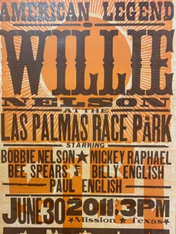 Willie Nelson - 2011 Hatch Show Print 6/30 Poster Mission, Texas