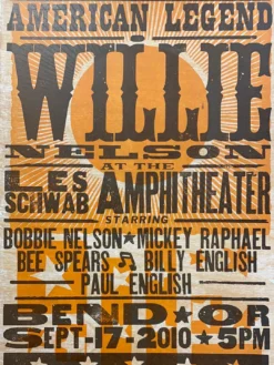 Willie Nelson - 2010 Hatch Show Print 9/17 Poster Bend, Oregon