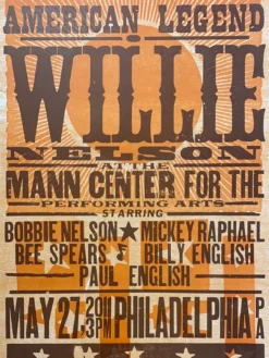 Willie Nelson - 2011 Hatch Show Print 5/27 Poster Philadelphia, Pennsylvania