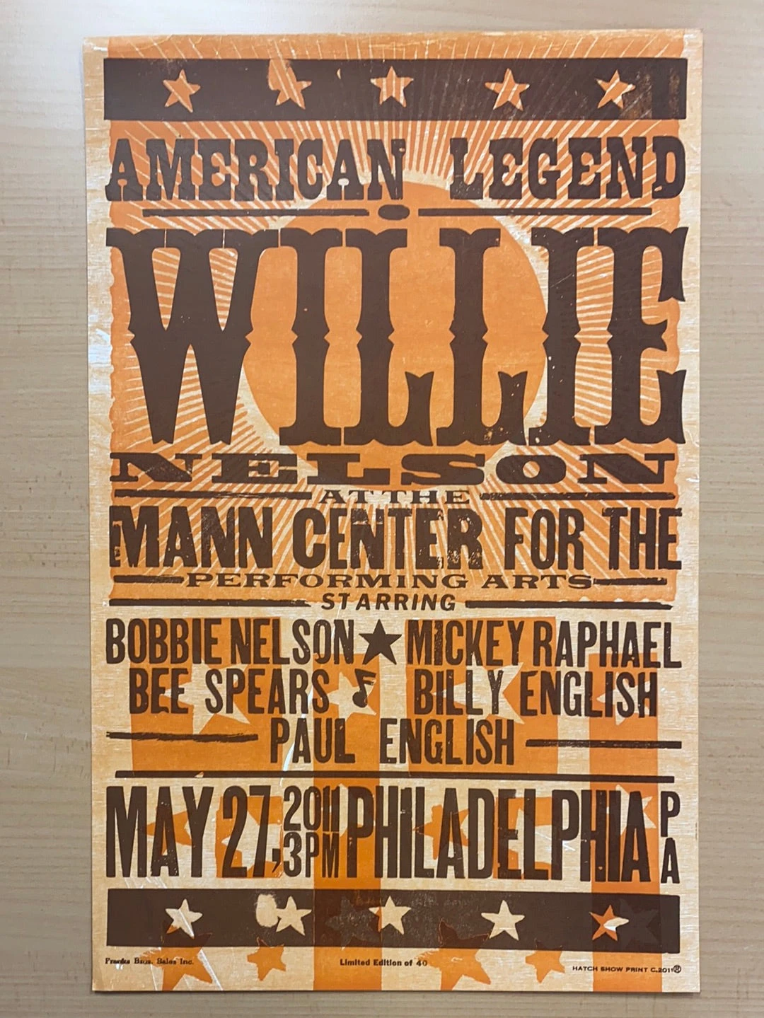 Willie Nelson - 2011 Hatch Show Print 5/27 Poster Philadelphia, Pennsylvania 2 Willie Nelson - 2011 Hatch Show Print 5/27 Poster Philadelphia, Pennsylvania - Image 2