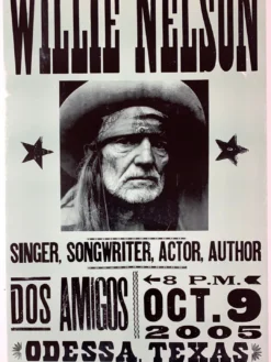 Willie Nelson - 2005 Hatch Show Print 10/9 Poster Odessa, TX