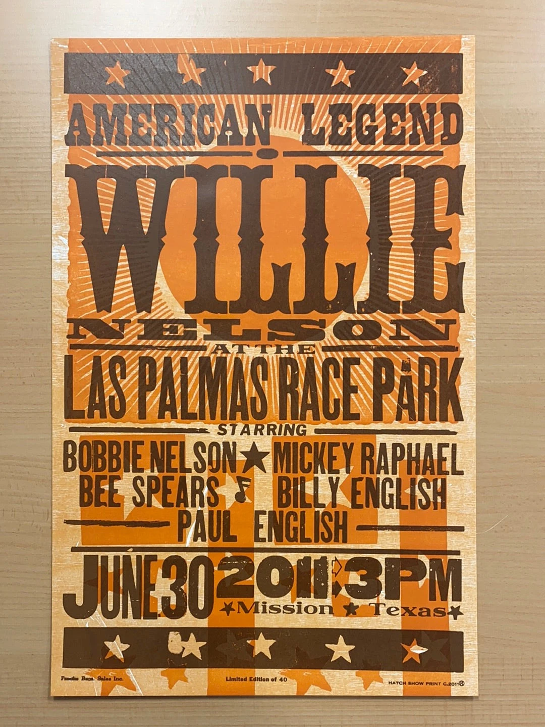 Willie Nelson - 2011 Hatch Show Print 6/30 Poster Mission, Texas 2 Willie Nelson - 2011 Hatch Show Print 6/30 Poster Mission, Texas - Image 2