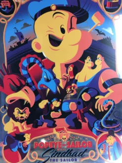 Popeye The Sailor Meets Sindbad The Sailor - 2014 Tom Whalen Poster Foil Blue Va