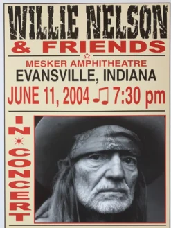 Willie Nelson - 2004 Franks Brothers 6/11 Poster Evansville, IN