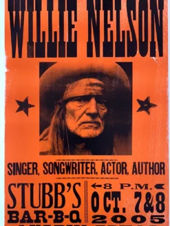 Willie Nelson - 2005 Hatch Show Print 10/7-8 Poster Austin, TX