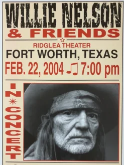 Willie Nelson - 2004 Franks Brothers 2/22 Poster Fort Worth, TX