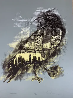 Urban Corvus - 2009 Dan Grzeca Poster Art Print Charcoal Grey