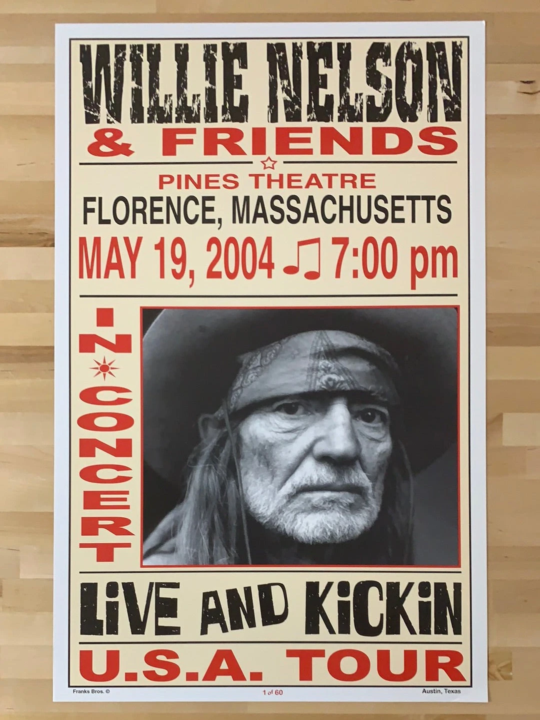 Willie Nelson - 2004 Franks Brothers 5/19 Poster Florence, MA 2 Willie Nelson - 2004 Franks Brothers 5/19 Poster Florence, MA - Image 2