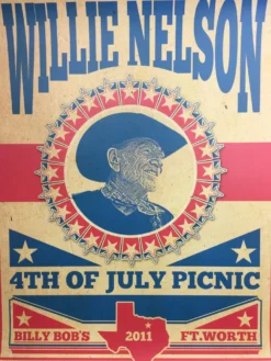 Willie Nelson - 2011 Unknown Artist Poster Fort Worth, TX Billy Bob's