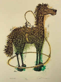 Tiny Cowboy - 2009 Dan Grzeca Poster Art Print Green/Gold 21/200