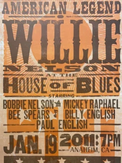 Willie Nelson - 2011 Hatch Show Print 1/19 Poster Anaheim, California