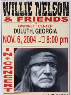 Willie Nelson - 2004 Franks Brothers 11/6 Poster Duluth, GA