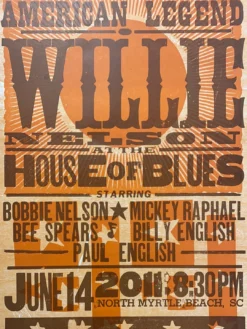 Willie Nelson - 2011 Hatch Show Print 6/14 Poster North Myrtle Beach, South Carolina