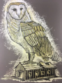 Reconstructed Barn Owl - 2013 Dan Grzeca Poster Art Print Charcoal Brown