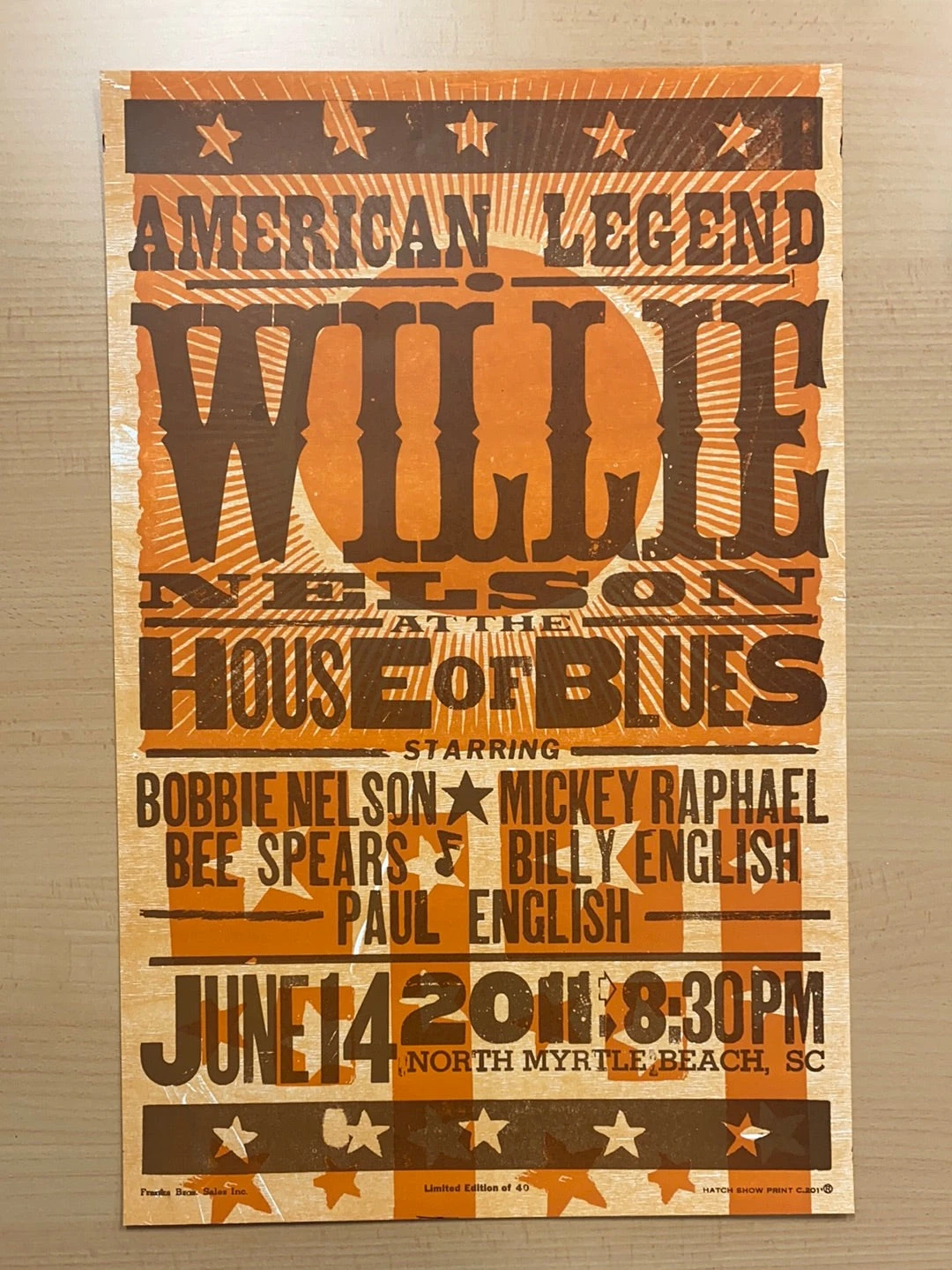 Willie Nelson - 2011 Hatch Show Print 6/14 Poster North Myrtle Beach, South Carolina 2 Willie Nelson - 2011 Hatch Show Print 6/14 Poster North Myrtle Beach, South Carolina - Image 2