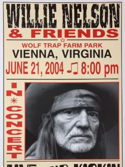 Willie Nelson - 2004 Franks Brothers 6/21 Poster Vienna, VA